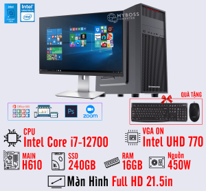 BỘ PC OFFICE I7-12700 - RAM 16G - SSD 240G - VGA On UHD 770 - MÀN HÌNH 21.5in BỘ PC OFFICE I7-12700 - RAM 16G - SSD 240G - VGA On UHD 770 - MÀN HÌNH 21.5in