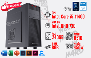 BỘ PC OFFICE I5-11400 - RAM 8G - SSD 240G - VGA On UHD 730- Wifi