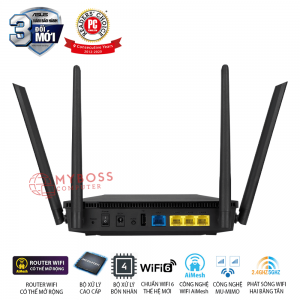 Bộ phát Wifi ASUS RT-AX53U (Wifi AX1800 2 Băng Tần/ Wifi 6/ MU-MIMO/ AiProtection)