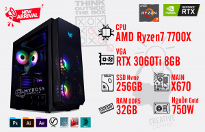Bộ PC Ryzen7 7700X/ Ram 32G/ SSD Nvme 256G/ VGA RTX 3060Ti