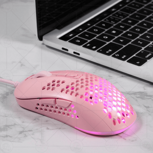 Chuột Gaming XM-M383 Pink/ LED Viền RGB/ Cảm Biến 2400DPI/ Thiết Kế Đối Xứng