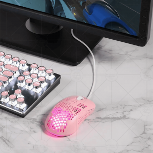Chuột Gaming XM-M383 Pink/ LED Viền RGB/ Cảm Biến 2400DPI/ Thiết Kế Đối Xứng