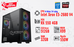 BỘ PC NOX, RENDER XEON E5-2680 v4/ RAM 32G/ VGA RX 550 4G (14 Nhân - 24 Luồng)