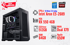 BỘ PC NOX, RENDER DUAL XEON E5-2689/ RAM 64G/ VGA RX 550 4G (16 Nhân - 32 Luồng)